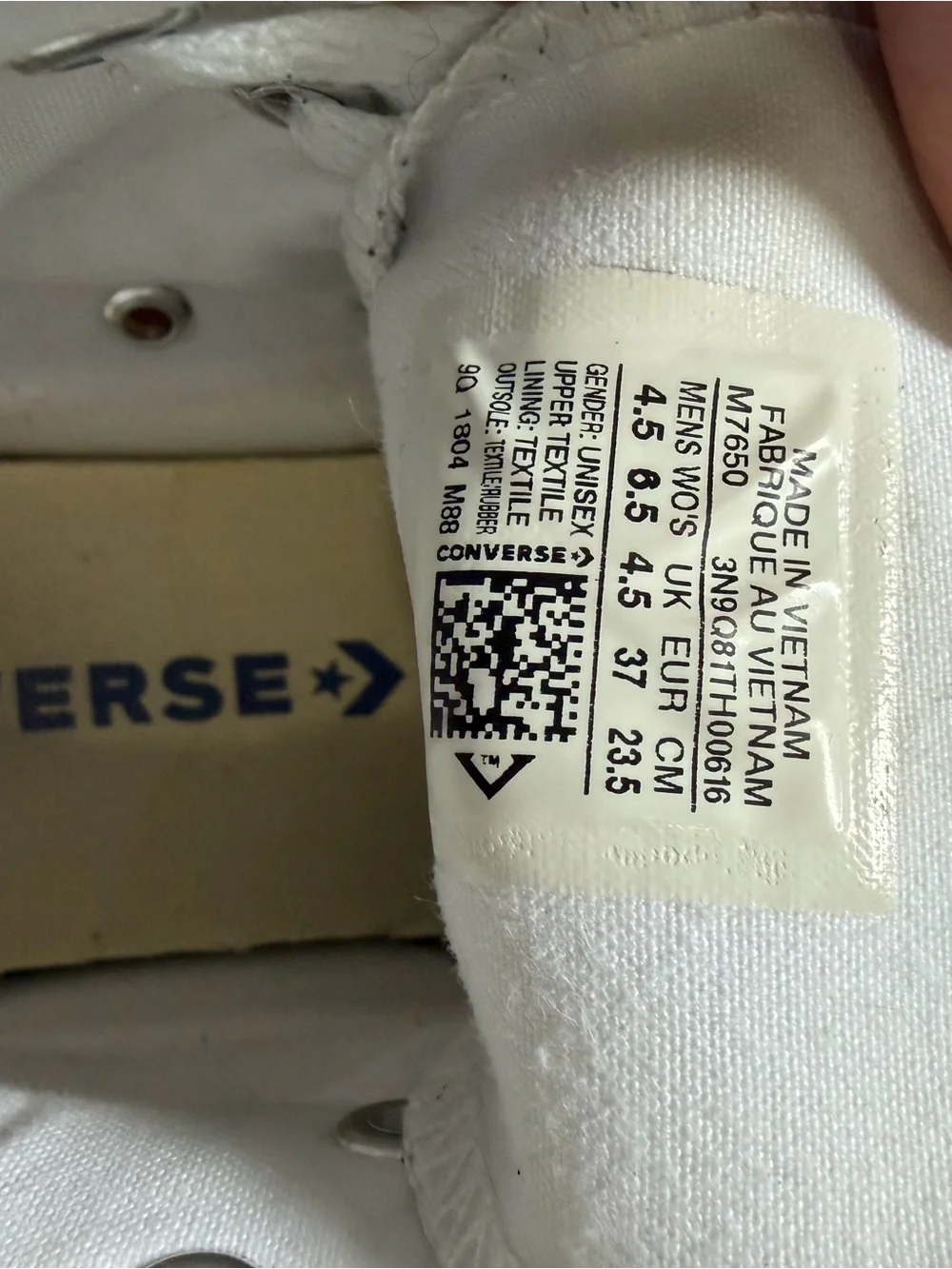 Converse Chuck Taylor All Star White High Top Sneakers M 4.5 W 6.5
